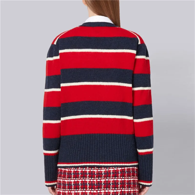 Женский винтажный свитер в полоску Кардиган с длинным рукавом вязаный джемпер на