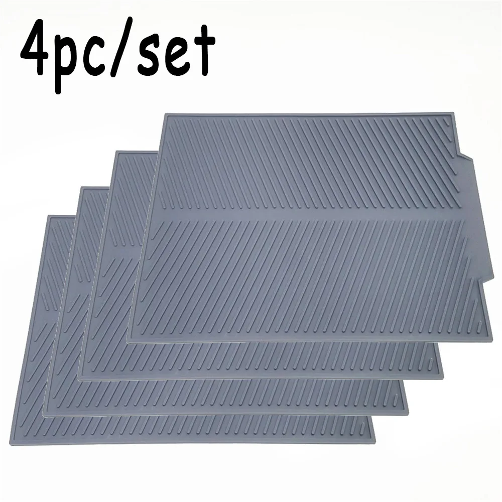4pc-gray Силиконовый квадратный коврик для сушки посуды премиум-класса, термостойкая посуда для посуды, прочная Подушка, коврик для посуды, Настольный коврик - Цвет: 4pc-gray