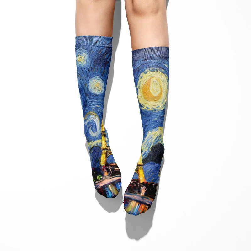 Хлопковые носки для женщин и мужчин Starry Night повседневные Смешные рандомные