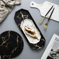 european white black golden ceramic dishes and plate pizza dessert steak dinner set porcelain tableware decorative food tray