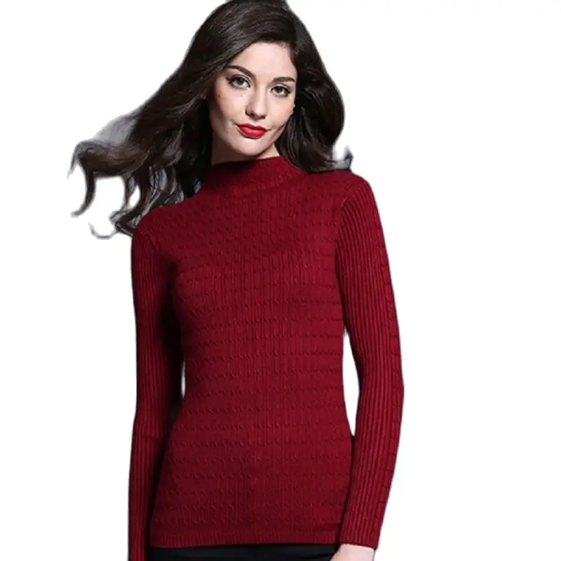 

XIKOI Women Sweater Pullover Solid Inside Turtleneck Knitted Soft Elasticity Thick Keep Warm Female Sweater Winter Autumn