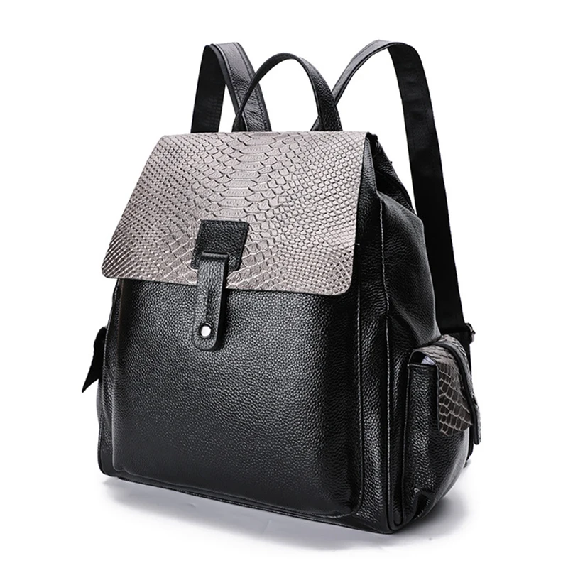 Женский рюкзак из 100% натуральной кожи с узором под крокодила | Багаж и сумки