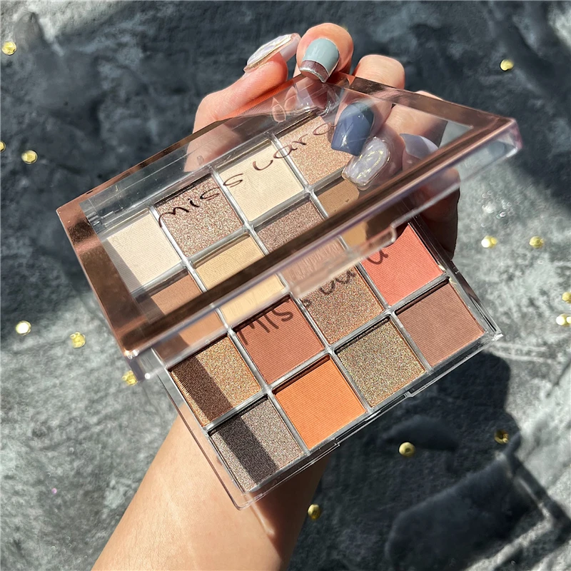 Палитра теней для век с шиммером и матовыми блестками Алмазный металлический