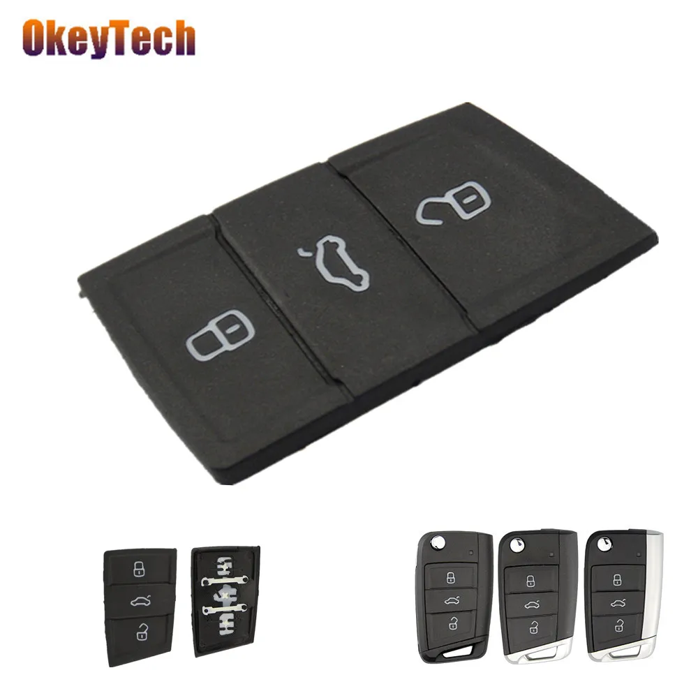 OkeyTech Замена резиновый 3 кнопки флип автомобильный брелок для гольфа 7 4 5 Mk4 6 для Skoda Octavia для сиденья Leon Ibiza Altea