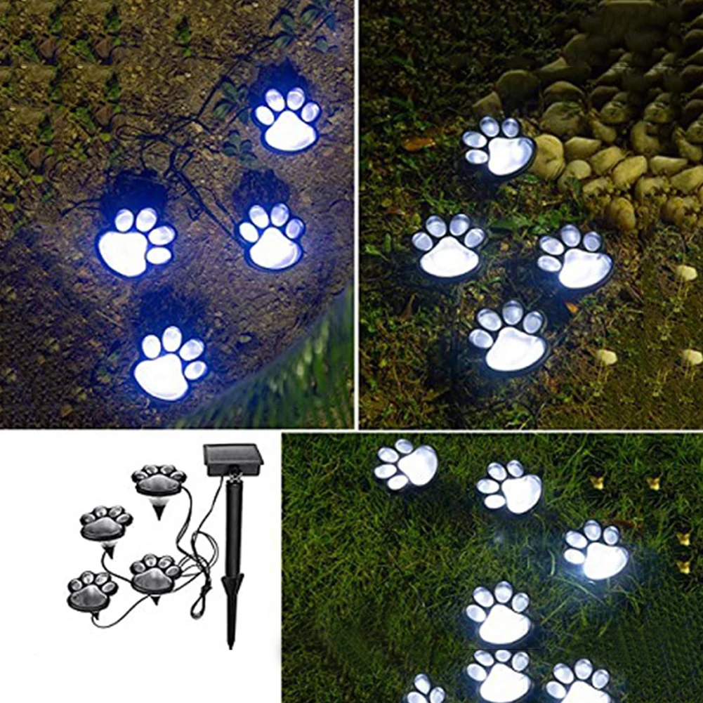 Movido a Energia Luzes da Noite Luz à Terra ao ar Solar Gato Pata Imprime Livre Casa Pátio Villa Decorações Ornamentos Paisagem Lâmpadas Led