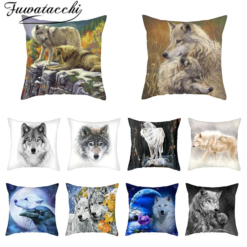 Fuwatacchi дикого волка Животные банные полотенца чехол волков Фото для подушки