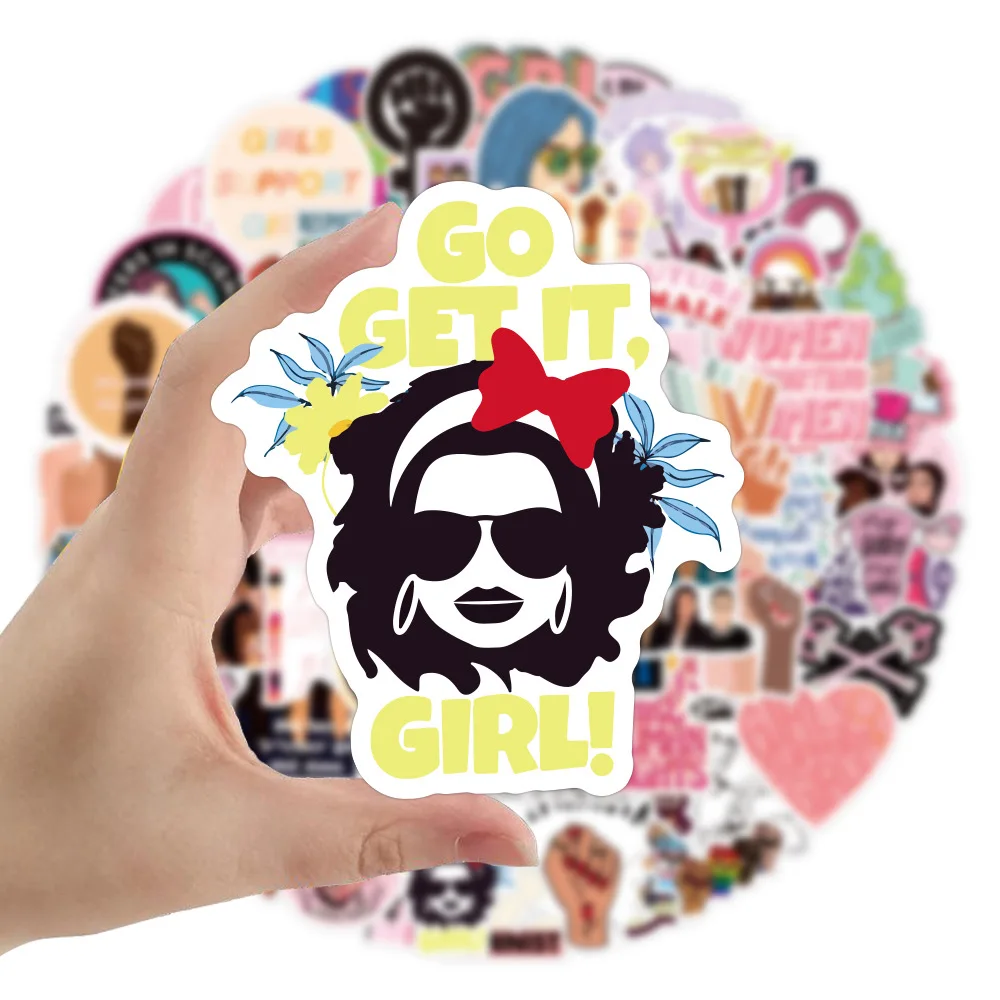 1050100pcs feminist cartoon forced girl stickers skateboard laptop phone suitcase waterproof graffiti sticker decal kid toy free global shipping