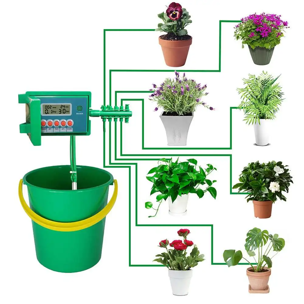 

Automatic Micro Home Drip Irrigation Watering Kits System Sprinkler with Smart Controller Garden Bonsai Indoor Use Water Timer