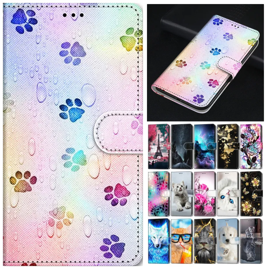 Детский кожаный чехол с карманом для карт флип Redmi Note 7 8 8T 9 Pro 9A 9C книжка Mi Poco X3 NFC