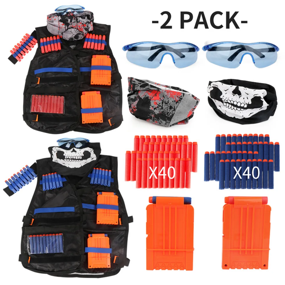 

2PCS Kids Tactical Vest Suit Kit Set Outdoor Game Kids Tactical Vest Holder Kit for N-Strike Elite Series Hutting Accessories