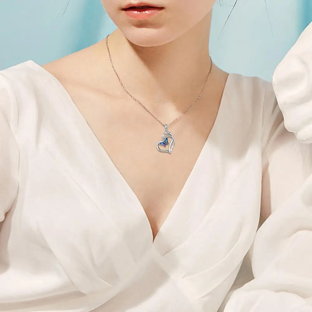 Eudora Real 925 Sterling Silver Blue Flying Butterfly Pendant Mother of Pearl Necklace Fine Jewelry for Women Elegant Gift D603 on - Кулон-бабочка Eudora Real из настоящего серебра 925 пробы с изумрудно-голубыми крыльями и вставкой из перламутра на ожерел