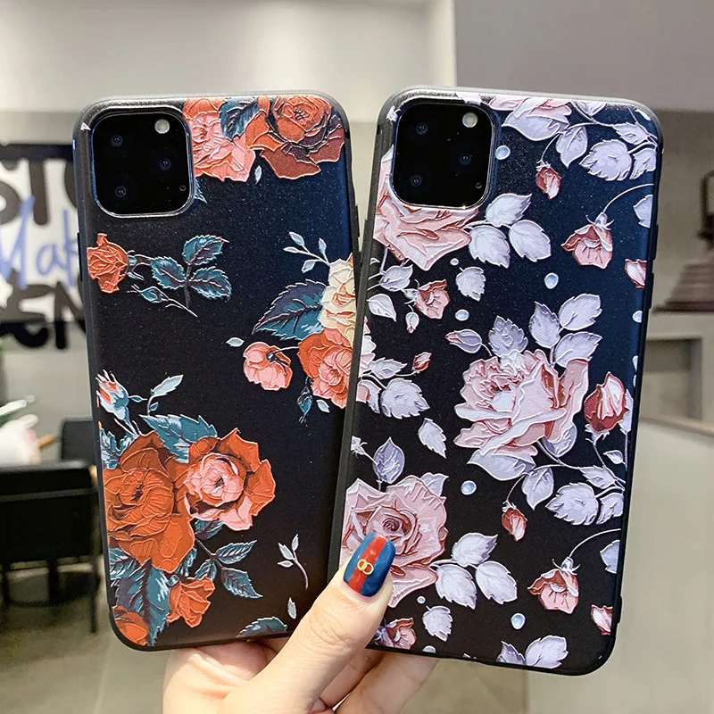 Милый 3D с тиснением и изображением узорчатый чехол для iphone X 11 Pro XS Max 8 7 6 6S Plus 9