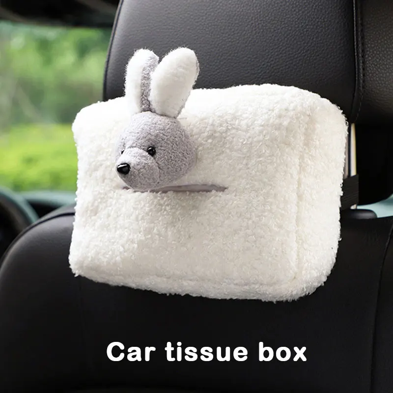 

Multi-purpose Cartoon Car Tissue Box Cute Rabbit Lamb Cashmere Car Hanging Type Drawer Multi-function Car Interior Supplies