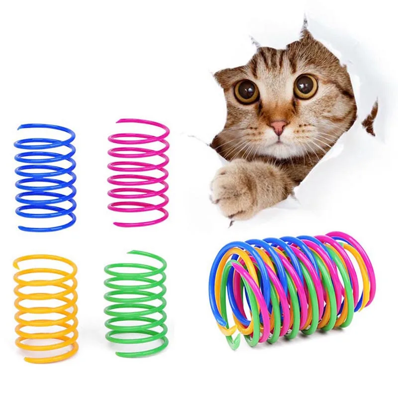 

16pcs Cat Toy Cat Colorful Spring Toy Plastic Flexible Cats Coil Toy Cat Interactive Toys for Cats Funny Toy Cat Accessories