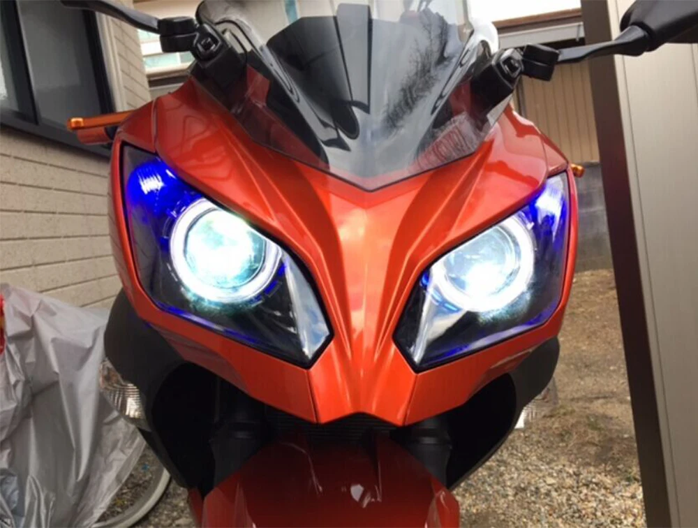 KEMiMOTO Ангел глаз HID проектор мотоцикл фара в сборе для Kawasaki Ninja 300 ZX-6R 2013- Ninja250 Ninja300 ZX6R