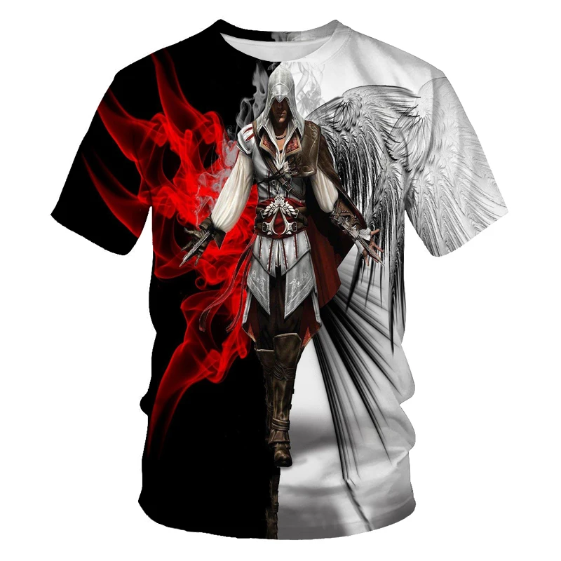 

New 3D printing game warrior character O-neck T-shirt summer comfortable and casual all-match short-sleeved top XXS-6XL