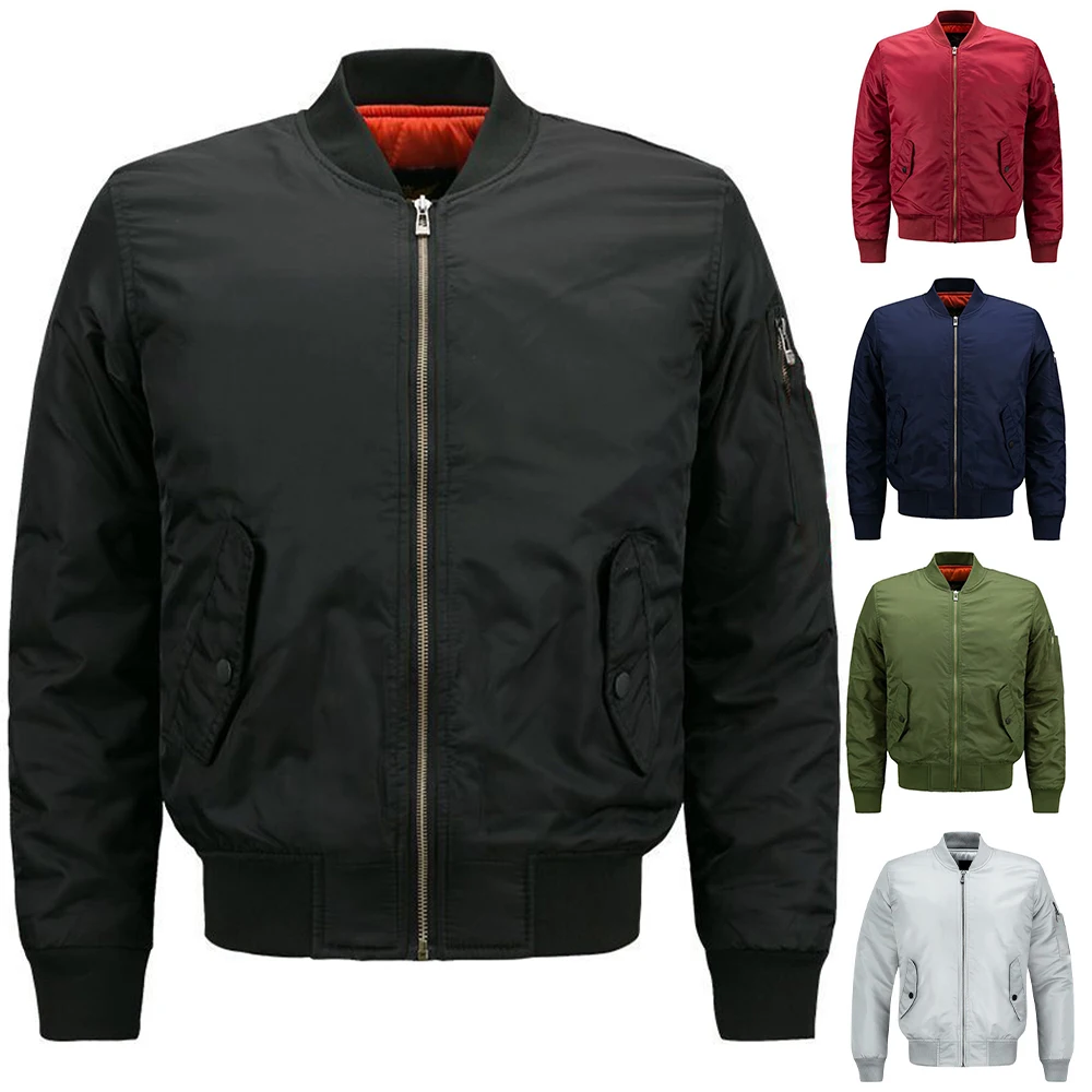 

2021 New Men's Long Sleeve Winter Jacket Solid Casual Stand-Up Collar Men Full Zip Windproof Coat Basic Winter Coat Classic Coat