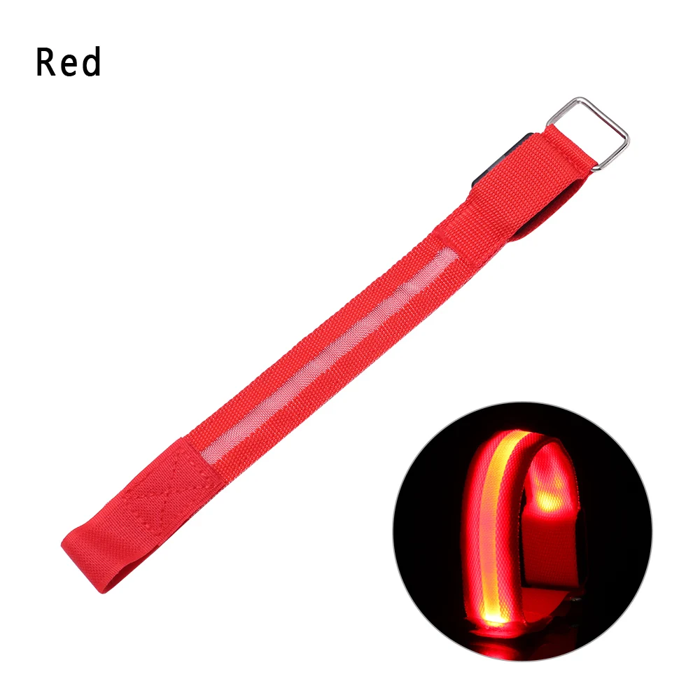 Red 1 шт., 7 цветов, регулируемый светодиодный Напульсник для езды на велосипеде для ночного бега+ 2 батарейки CR2032, светящиеся браслеты, светильник для велосипеда - Цвет: Red