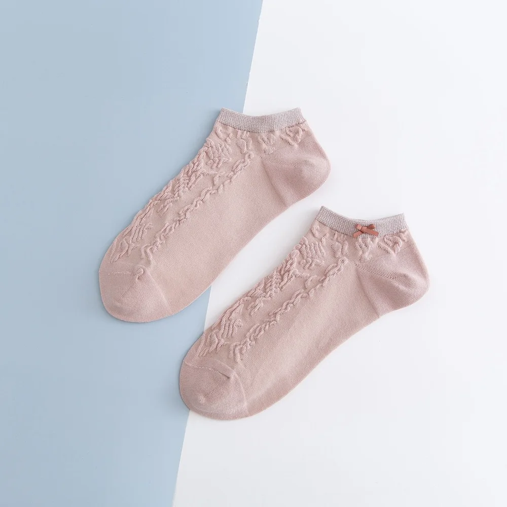 

LUCKY ZONE 5 Pairs/Lot Female Summer Boat Socks Fashion Twist Bow Socks Cute Japanese Women's Socks Shallow Mouth Socks ZXZ