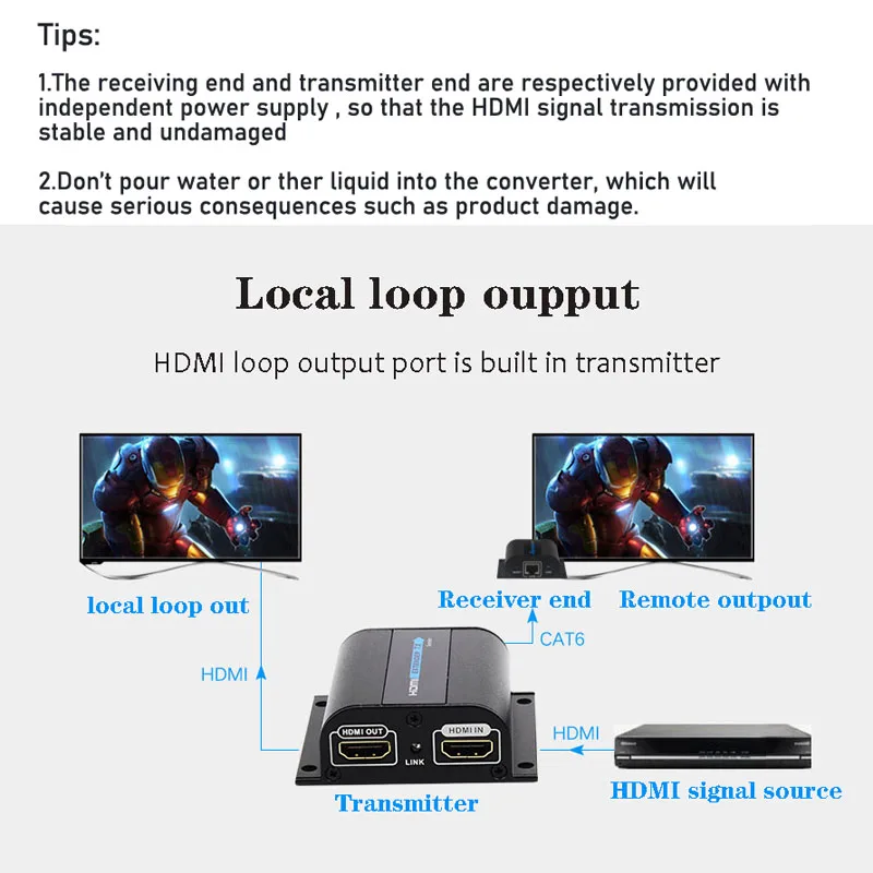 

60M The LKV372A HDMI Extender Converter Single-network Cable Extender HDMI Amplifier Turns RJ45 with Infrared Signal Back