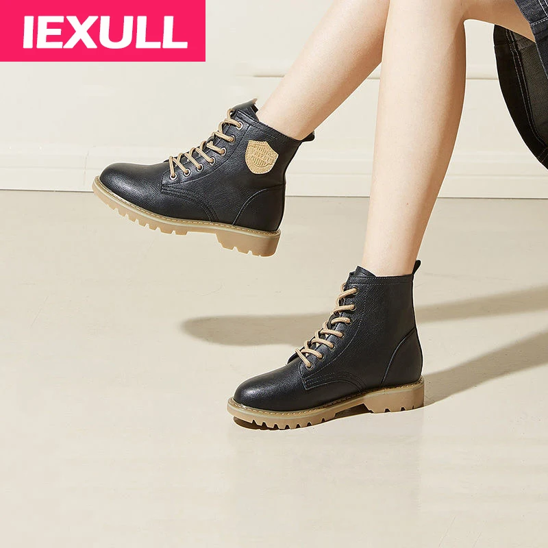 

Winter new leather boots college British style women's boots all-match fashionable and comfortable