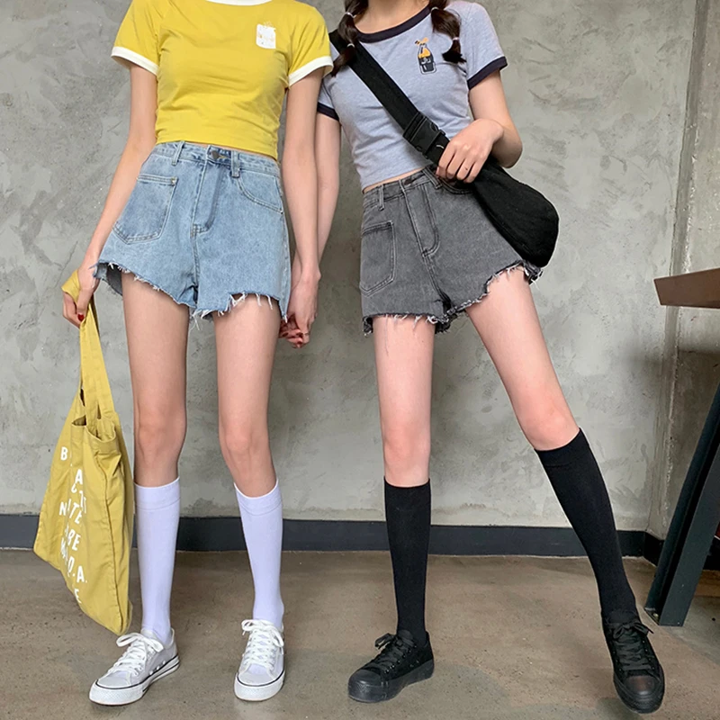

Women Shorts Jeans 2021 Summer New Streetwear Y2K Fashion High Waist Wide Leg Shorts Jeans Girl Student Hot Pants Denim Trouser