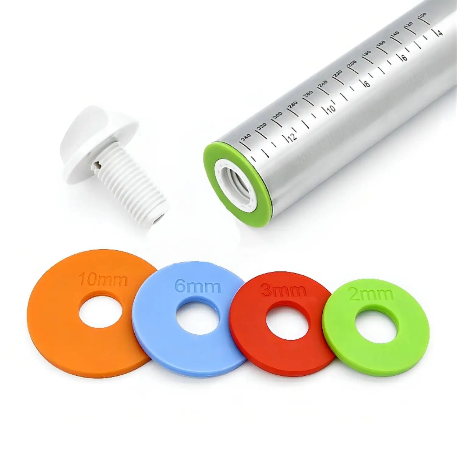 

Rolling Pin, Adjustable Thickness Rings Stainless Steel Dough Roller with scale, for Baking Pizza, Pie, Cookies, Bakeware Tools