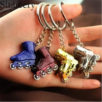 sitaicery keychain for men key ring stainless steel jewelry drive safe key chain skating boots roller skates gift trinket