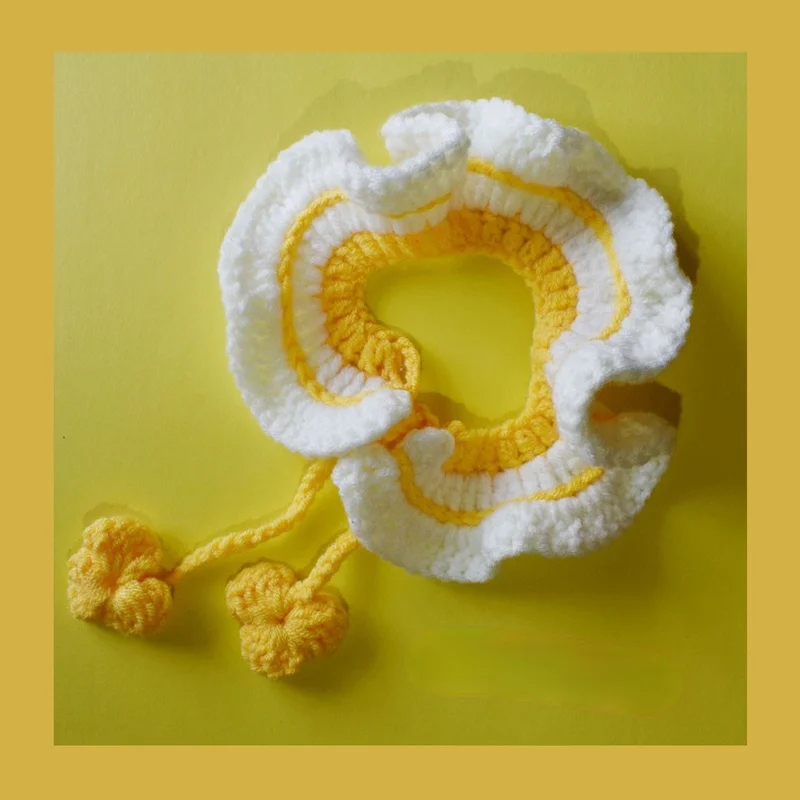 

Handmade Clover Cat Teddy Dog Large Dog Neck Bib Ball Handwoven Wool Knitted Cute Pet CollarCat Supplies Pet Accessories