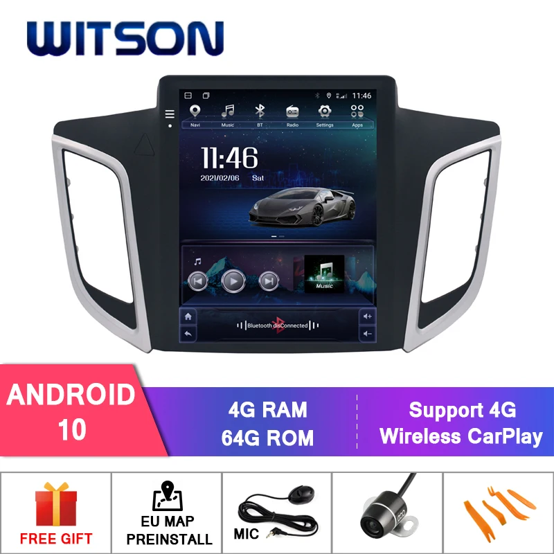 WITSON Android 11 TESLA STYLE For HYUNDAI IX25/CRETA 2015-2017 4GB 64GB Car Radio Multimedia Video Player Navigation GPS Android