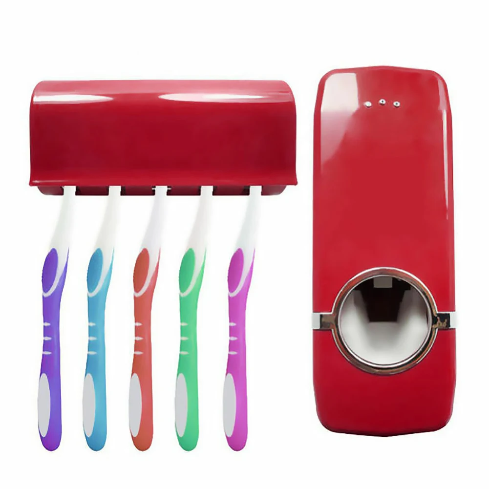 

Auto Toothpaste Dispenser Squeezer Wall Mount Toothbrush Holder Set Stand Portable Toothpaste Dispenser Bathroom Accessories