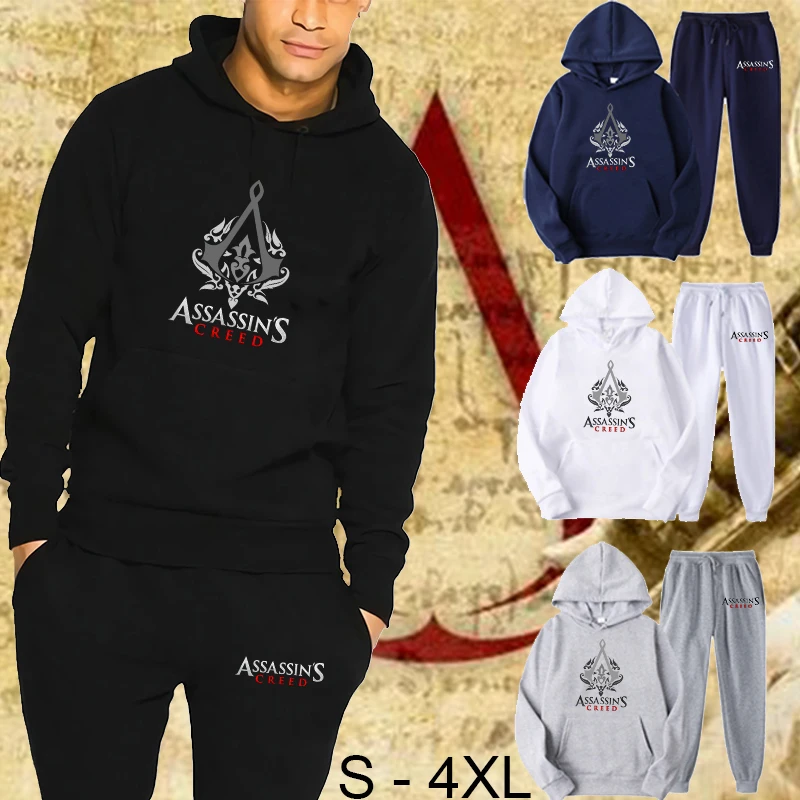 

Мужской спортивный костюм Assassins из 2 предметов, пуловер с капюшоном и спортивные штаны, Осень-зима 2021