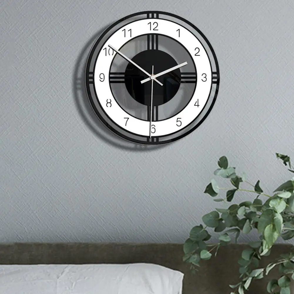 

Fashion Simple Acrylic Round Dial Digital Mute Wall Clock Office Room Wall Hanging Ornament Exquisite Home Decoration classical