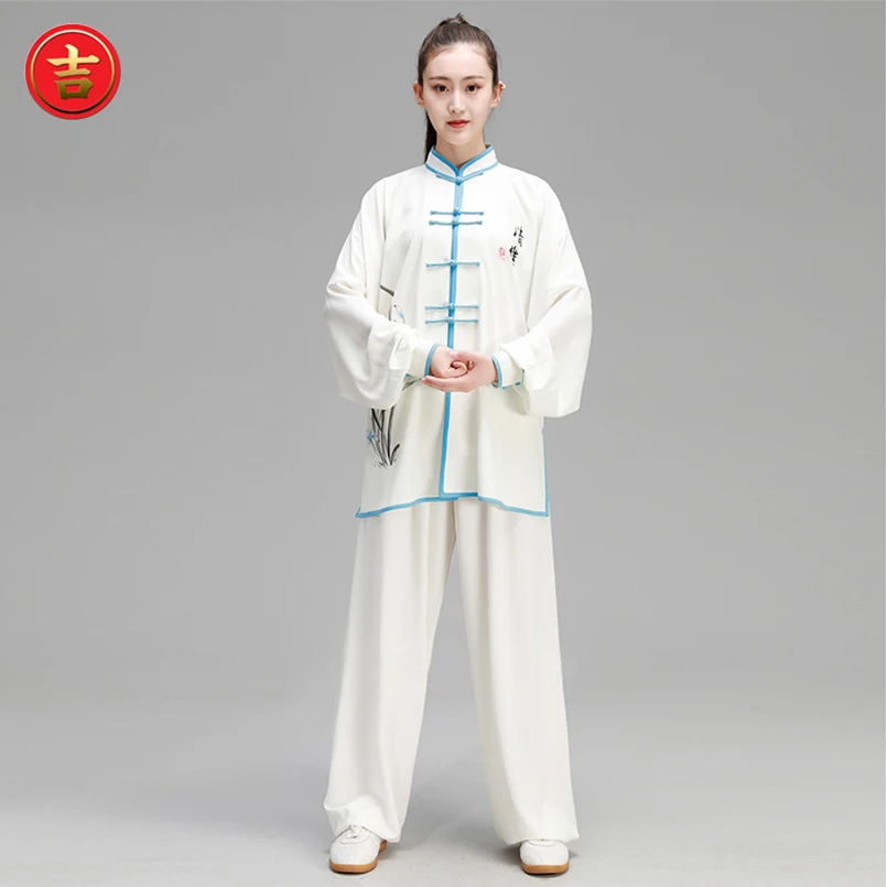 Tai Chi Clothing Women White Chinese Style Martial Arts Qigong Uniforms Traditional Wedding Dresses Orchid Grass | Тематическая