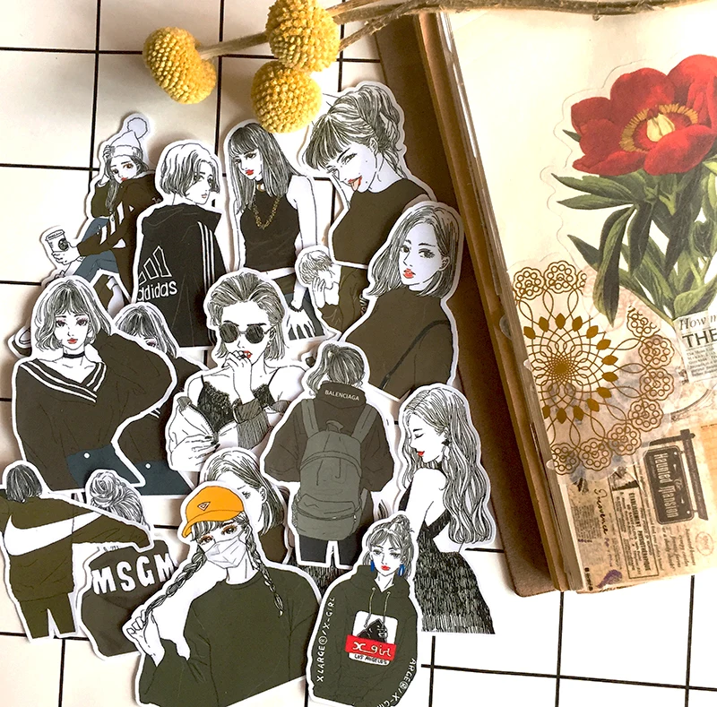 22 шт./компл. винтажный черно белый свитер наклейка для девочки сделай сам