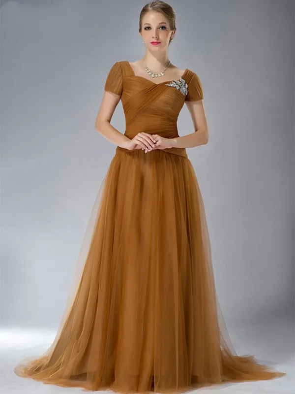 

Платье для матери невесты, ТРАПЕЦИЕВИДНОЕ, с рукавами-крылышками, Тюлевая аппликация, Длинное Элегантное свадебное платье для жениха и мате...