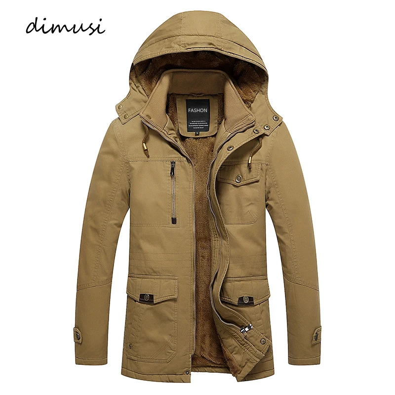 

DIMUSI Winter Men‘s ’Jackets Casual Man Mid-Long Fleece Warm Windbreaker Hooded Coats Mens Army Tactical Jackets Clothing 5XL