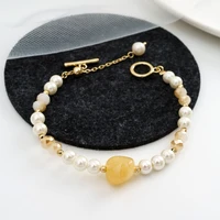 jaeeyin 2021 trendy string natural stone pearl bohemia jewelry fashion toggle clasps vintage bracelet gift for women girls teen