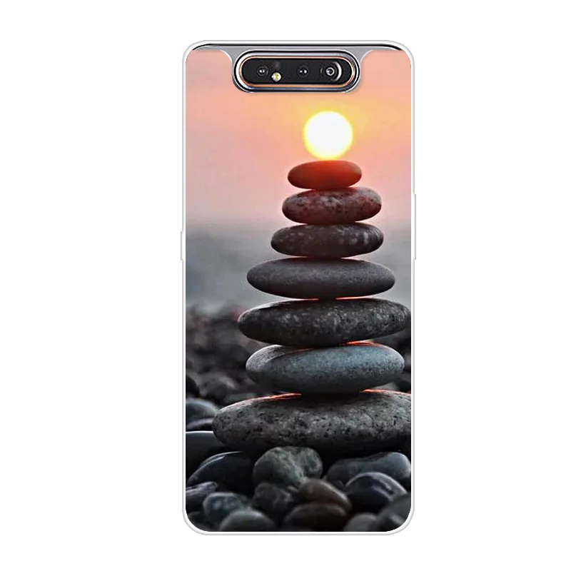 Темный хаки Чехол для телефона для samsung Galaxy A80, силиконовый чехол с цветком, мягкий ТПУ чехол для samsung A80 A 80, чехол, Модный чехол - Цвет: Темный хаки