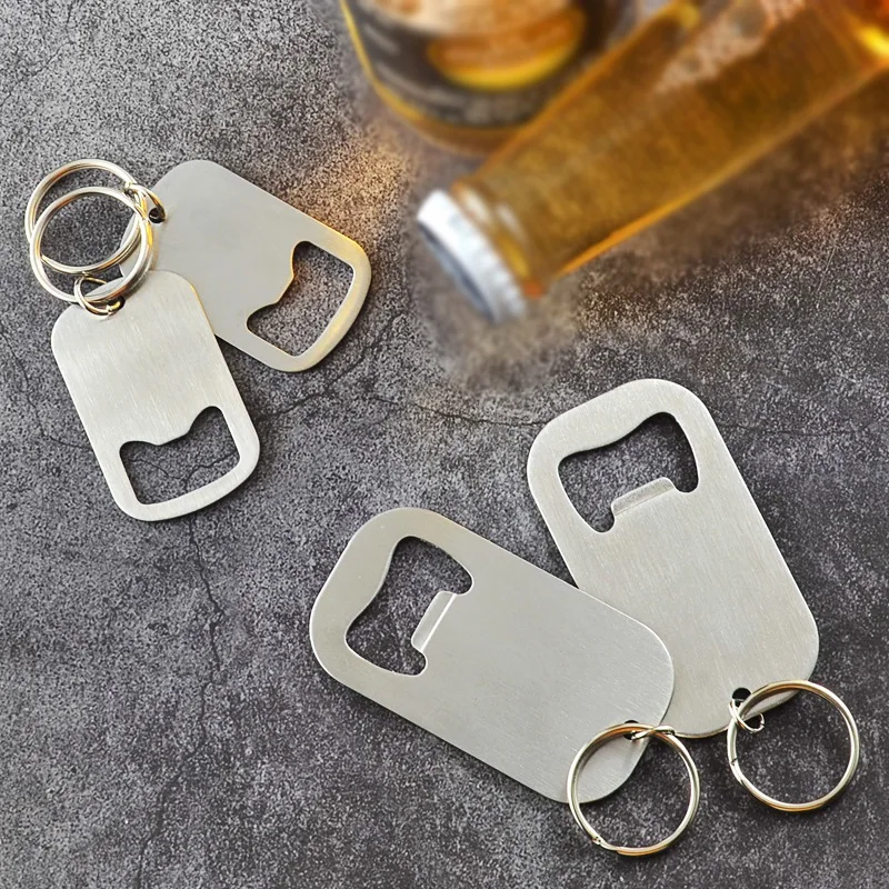 

1Pcs Simple Fashion Soda Drink Opener S/L Home Hotel Beer Stainless Steel Keychains Cap Remover Bottle Opener Multi Purpose