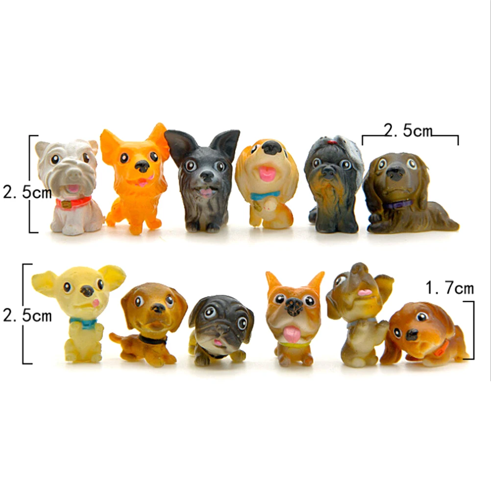 

12pcs Lovely PVC Miniature Puppy Mini Cartoon Dogs Figurines Animal Ornaments Table Decoration Home Decor Garden Ornament