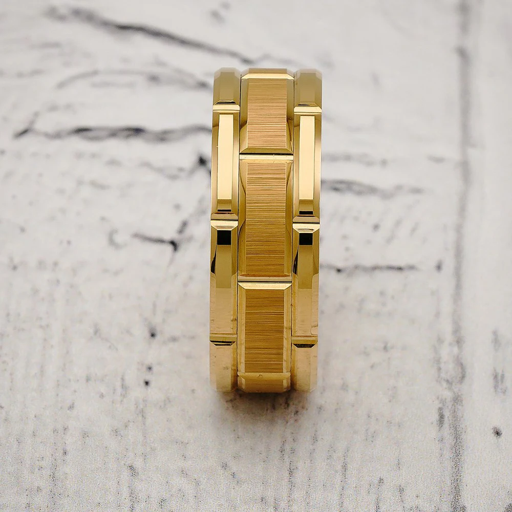 I &amp FDLK 8 мм Модные мужские кольца из карбида вольфрама 18K позолоченные матовые