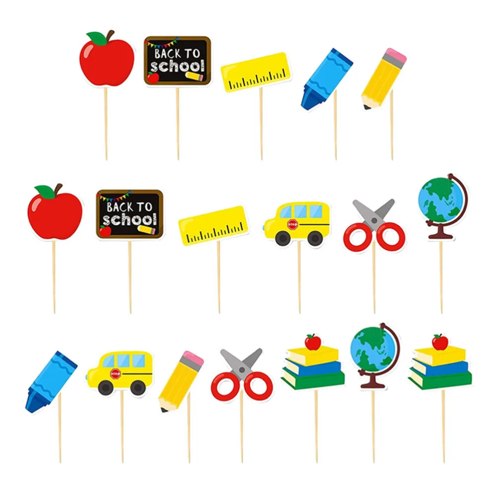 

18Pcs Back To School Cupcake Toppers Cake Decorations Desserts Cupcake Toppers