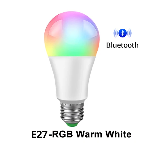 E27 RGB Warm White Беспроводной Bluetooth умный светодиодный светильник E27/B22 15 Вт Wifi умный светильник с регулируемой яркостью Домашний Светильник ing Quarto APP светодиодный светильник с дистанционным управлением - Испускаемый цвет: E27 RGB Warm White