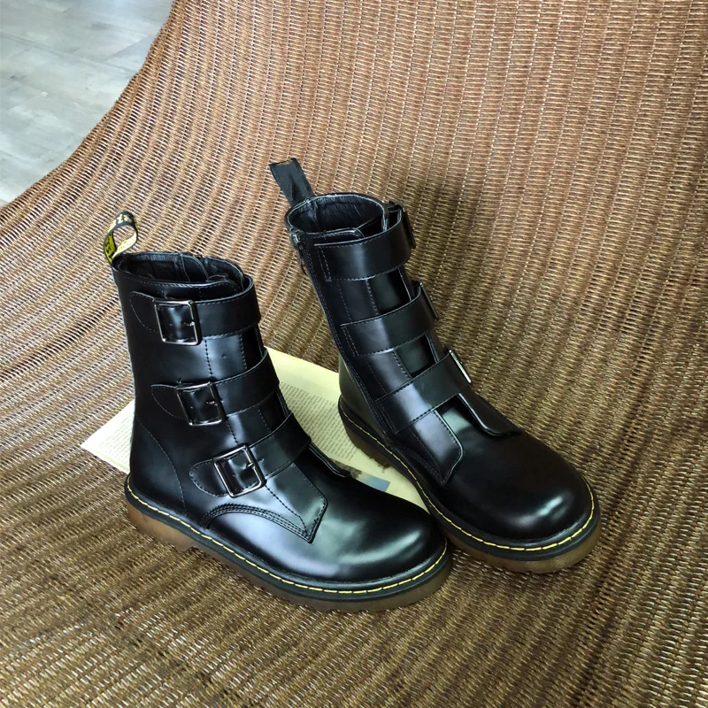 Ботинки из лакированной кожи Женские зимние ботинки ботильоны на платформе