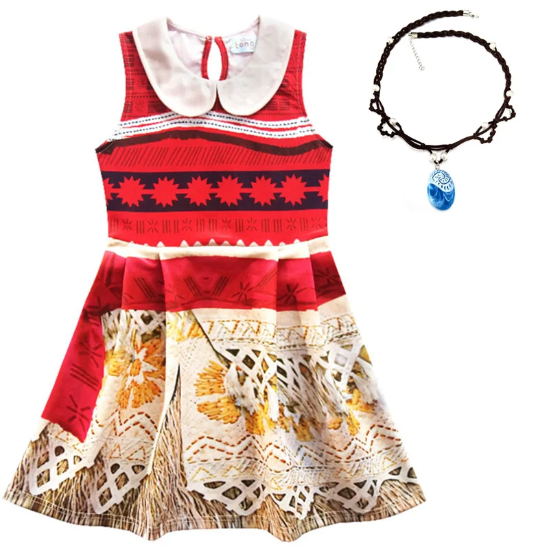 2020 Косплей Костюм принцессы Моаны для детей костюм платья с ожерельем Хэллоуина