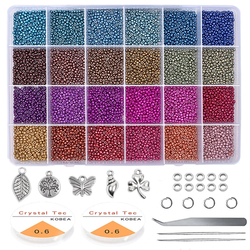 

Small Charm Czech Glass Seed Beads Kit DIY Bracelet Necklace Beads Round Spacer Garments For Jewelry Making DIY Earring Necklace