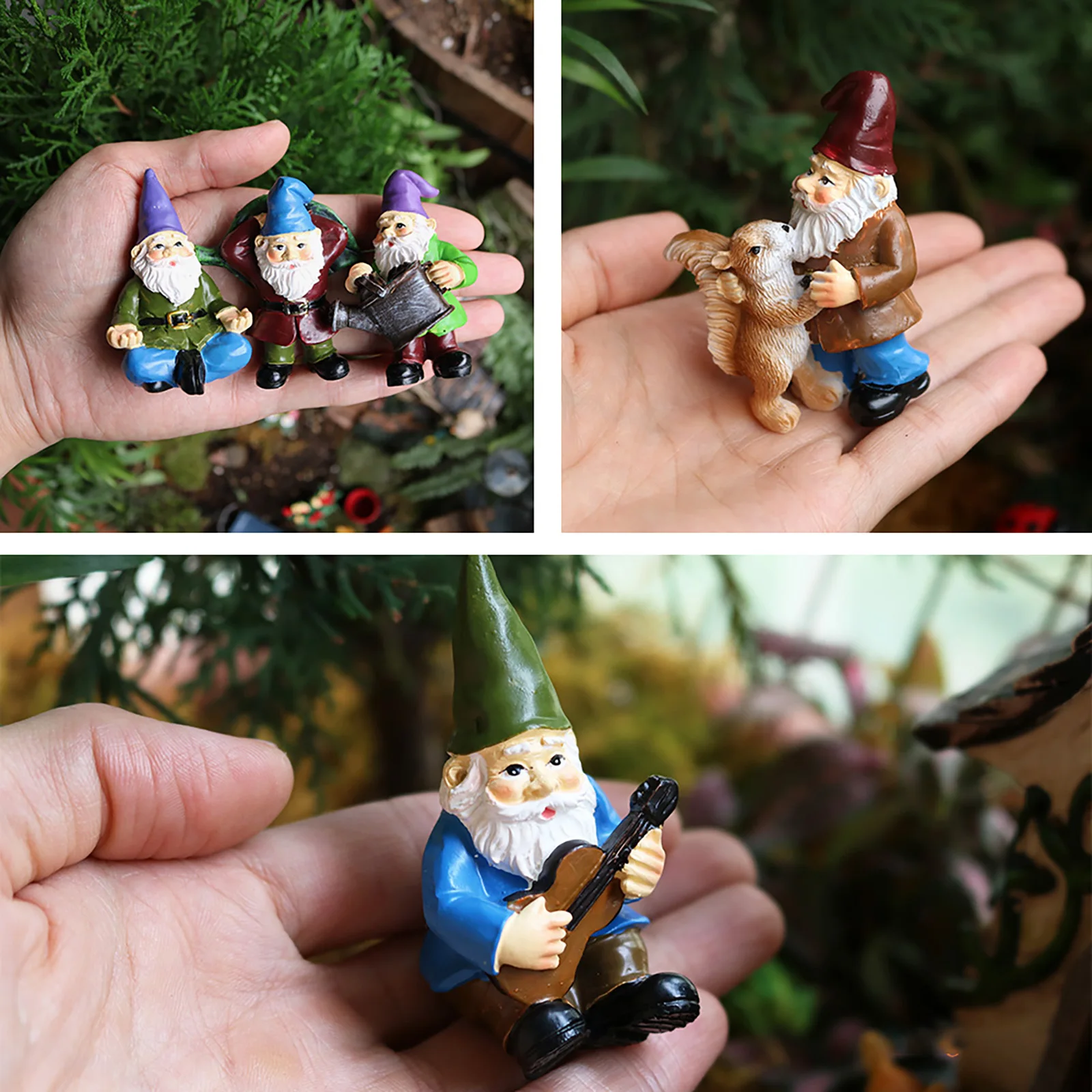 

5 Pack Garden Gnomes Miniature Dwarf Figurines Statue Resin Ornament Sculpture for Outdoor Fairy Garden Yard Lawn