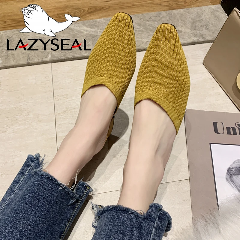 Шлепанцы LazySeal женские на квадратном каблуке 3 5 см сланцы летние мюли дышащая