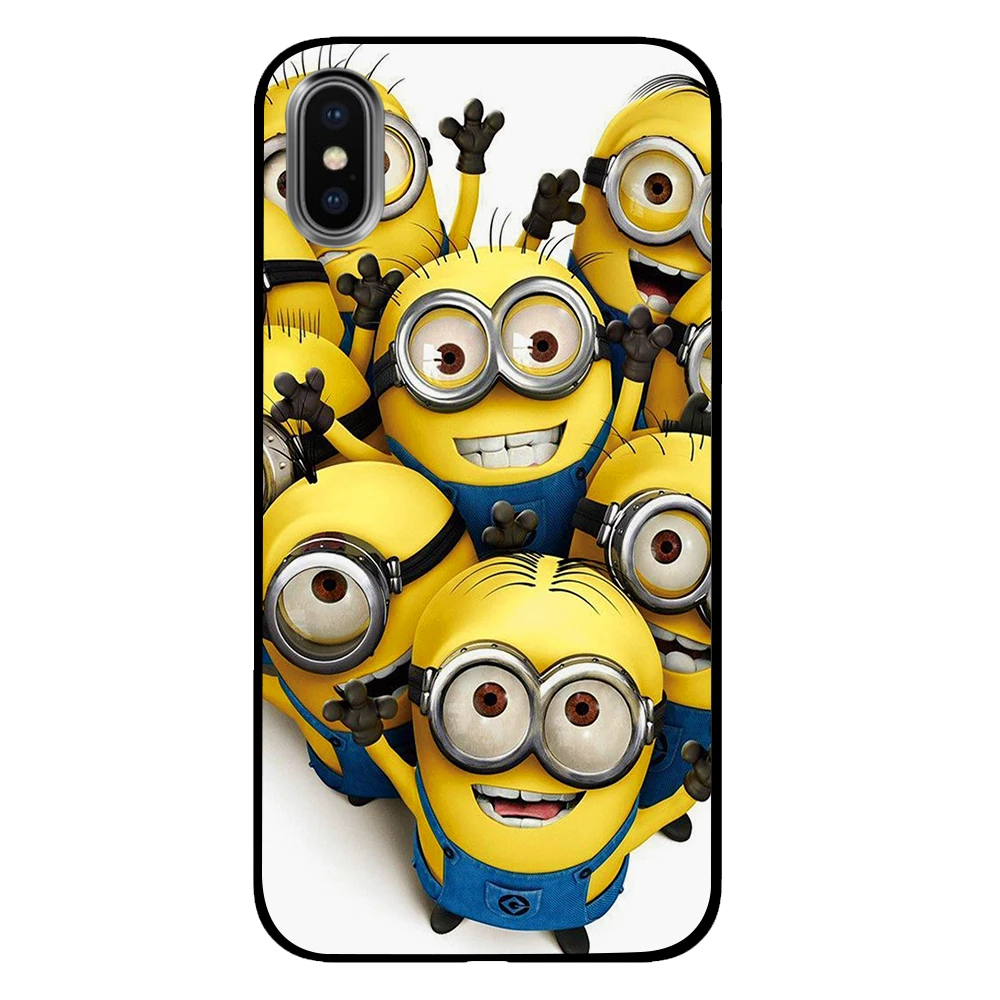 11 С милыми миньонами из мультфильма черные чехлы для телефонов iPhone 5 5S SE 6 6s 7 8 Plus X XS Max XR задняя крышка - Цвет: 11